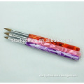 three colors acrylic paint nail brush nail art small cute nail art brush with wooden handle nylon hair